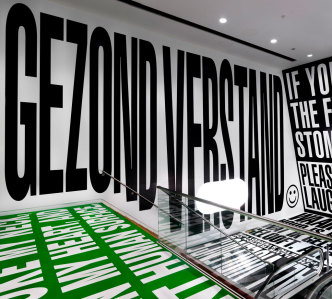 Barbara Kruger, Installation view STEDELIJK BASE, Collection Stedelijk Museum Amsterdam, c/o Pictoright Amsterdam, Photo: Gert Jan van Rooij