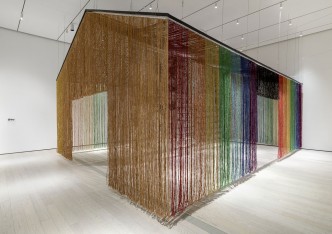 Gu Wenda, united nations: american code, 1995–2019, Human hair, Dimensions variable, Commissioned by the Smart Museum of Art, The University of Chicago; the Los Angeles County Museum of Art; Seattle Art Museum; and Peabody Essex Museum for the exhibition, The Allure of Matter: Material Art from China