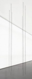 Fred Sandback, Untitled (Sculptural Study, Six-part Vertical Construction), 1993/2011, © 2020 Fred Sandback Archive, Courtesy Fred Sandback Archive and David Zwirner 