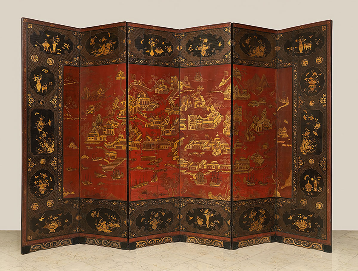 Explore the World Reversible Folding Screen Room Divider