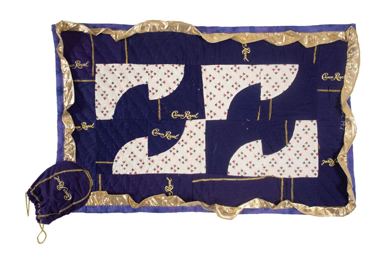 Yvonne Wells, Crown Royal, 2004, Assorted fabrics, 20 x 32 inches, © Yvonne Wells, Courtesy the artist and Fort Gansevoort