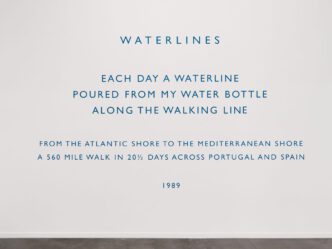 Richard Long, "Waterlines", 1989, Text on wall, Variable dimensions, © Richard Long, Courtesy the artist and Bernier/Eliades Gallery