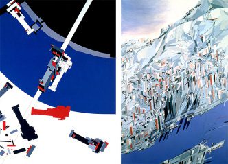 Left: Zaha Hadid, Malevich's Tektonik_London, 1976-77, Courtesy Zaha Hadid Architects. Right: Zaha Hadid, The Peak Hong Kong, 1982-83, Courtesy Zaha Hadid Architects