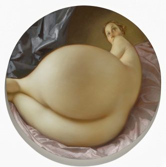 John Currin, Nude in a Convex Mirror, 2015, Private Collection, © John Currin, Courtesy Gagosian Gallery, Photo: Douglas M. Parker Studio