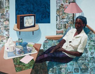 Njideka Akunyili Crosby, Super Blue Omo, 2016, Collection Norton Museum of Art West Palm Beach-Florida