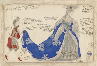 Léon Bakst, La Reine et son page (dans l’acte I), Study for the costume “The Sleeping Princess”, 1921, Collection National Gallery of Australia, Canberra, N°84.839 Purchased1984, © National Gallery of Australia-Canberra, Nouveau Musée National de Monaco Archive