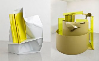 Left: Anthony Caro, Alpine, 2012, Mitchell-Innes & Nash Gallery Archive. Right: Anthony Caro, Autumn Rhapsody, 2011-2012, Mitchell-Innes & Nash Gallery Archive