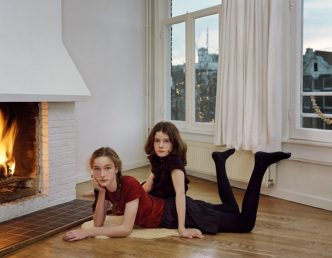 Rineke Dijkstra, Lina and Bruun, Amsterdam, December 7, 2016, Archival inkjet print, 77.8 x 100 cm, 97 x 119 cm, framed, edition of 10, Galerie Max Hetzler Archive