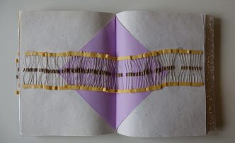 Sevinç Çalhanoğlu, An Attempt to Read, 2015, Mixed media on notebook, 22 x 17.5 cm (closed), 22 x 35 cm (open), © Courtesy of the artist & Zilberman Gallery