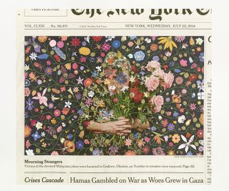 Fred Tomaselli, Wednesday, July 23, 2014, 2016, Acrylic and photo collage over archival inkjet print, 109.2 x 120.7 cm, © Fred Tomaselli. Photo © White Cube (Max Yawney)