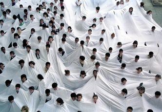 Lygia Pape, Divisor, 1967, Performance at Museu de Arte Moderna, Rio de Janeiro, 1990, Photo: Paula Pape, © Projeto Lygia Pape, Courtesy Metropolitan Museum of Art