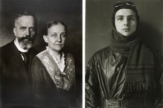 Left: August Sander, Wholesale Merchant and Wife, 1923 (printed 1972), Gelatin silver print, 79.4 x 60.1 cm, © 2017 Die Photographische Sammlung / SK Stiftung Kultur – August Sander Archiv, Cologne / ARS, NY, Hauser & Wirth Archive. Right: August Sander, Aviator, 1920 (printed 1972), Gelatin silver print, 79.3 x 59.4 cm, © 2017 Die Photographische Sammlung / SK Stiftung Kultur – August Sander Archiv, Cologne / ARS, NY, Hauser & Wirth Archive