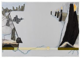 Jo Baer, Dusk (Bands and End-Points), 2012, Oil on canvas, 220 x 300 cm, Collection of the artist, Courtesy Galerie Barbara Thumm-Berlin, Photo: Gert Jan van Rooij