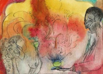 Chris Ofili, Poolside Magic 8, 2012, Charcoal, watercolour and pastel on paper. © Chris Ofili, Courtesy the Artist and Victoria Miro Gallery