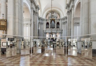 Michelangelo Pistoletto , One and One makes Three, 2017, Exhibition View at Basilica di San Giorgio, Isola di San Giorgio Maggiore, Venice Biennale 2017, Photo: Oak Taylor-Smith, Courtesy: the artist and GALLERIA CONTINUA-San Gimignano/Beijing/Les Moulins/Habana