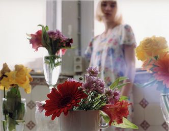 Elina Brotherus, Fille aux fleurs, 2002, Chromogenic photograph on anodized aluminum, 105x130 cm, Ed. 3/6, Courtesy Fondazione MAXXI and Galleria Sonath Parigi