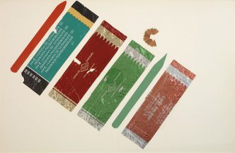 Lourdes Castro, Sombras e chocolates (lápis), 1965, Silver foil, wax paper and crayon shavings glued onto paper, 32 x 49.5 cm, Coll. Fundação de Serralves - Museu de Arte Contemporânea, Porto, Portugal, Acquisition 1998