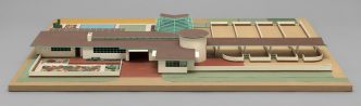 Frank Lloyd Wright, Davidson Little Farms Unit Project, 1932–33, Model. Painted wood and particle board, 19.7 x 177.8 x 139.1 cm, The Frank Lloyd Wright Foundation Archives (The Museum of Modern Art | Avery Architectural & Fine Arts Library, Columbia University, New York) © 2017 Frank Lloyd Wright Foundation-Scottsdale, AZ