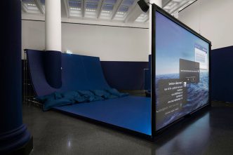 Hito Steyerl, Liquidity Inc., 2014, Installation view, Courtesy Brooklyn Museum