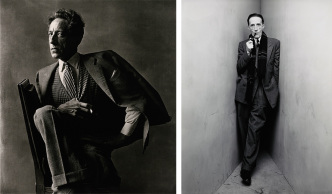 Left: Irving Penn, Jean Cocteau (1 of 3), Paris, 1948, Platinum-palladium print mounted to aluminum, made 1979, Image Dimensions: 35,6 x 32,4 cm, © Condé Nast. Right: Irving Penn, Marcel Duchamp (1 of 2), New York, 1948, Gelatin silver print, made 1984, Image Dimensions: 24,4 x 19,4 cm, © The Irving Penn Foundation