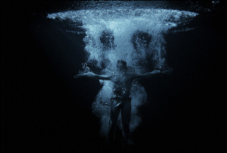 Bill Viola, Ascension, 2000, Color video projection, stereo sound, Performer: Josh Coxx, Photo: Kira Perov, Courtesy of Bill Viola Studio