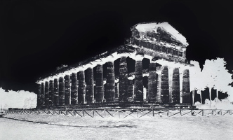 Vera Lutter, Temple of Athena, Paestum, V: 8/10/15, 2015, Gelatin silver print, 133.4 × 233.7 cm, Unique, © Vera Lutter, Courtesy Gagosian Gallery