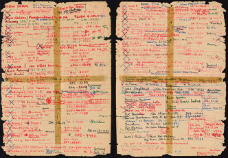 Front and back of Harald Szeemann's address list for his visit to New York, 1968. The Getty Research Institute, 2011.M.30