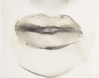 Marlene Dumas, She speaks (Detail), 2015-2016, Ink wash and metallic acrylic on paper, 30 x 23.5 cm, © Marlene Dumas, Courtesy David Zwirner-New York/Hong Kong