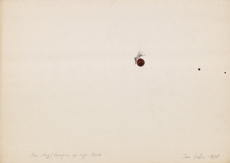 Jan Fabre, A mosquito/ Vampire on my blood (1978) (Series : My body, my blood, my landscape), HB pencil and blood on paper, 21 x 29,7 cm, Private collection, Belgium, © Angelos bvba