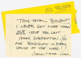 Gordon Matta-Clark, Letter, November 22, 1977. Gordon Matta-Clark Collection, CCA. Gift of the Estate of Gordon Matta-Clark. © The Estate of Gordon Matta-Clark