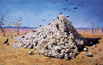 Vic Muniz, The Apotheosis of War, after Vasily Vereshchagin (Pictures of Pigment), 2007, Framed chromogenic print mounted on aluminum, 180 x 282 cm, Courtesy Gary Tatintsian Gallery and Vic Muniz’s studio