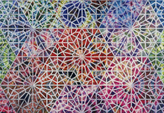 Philip Taaffe, Cairene Window I, 2008 , Mixed media on canvas, 42 x 60.5 in, © Philip Taaffe, Courtesy the artist and Leila Heller Gallery