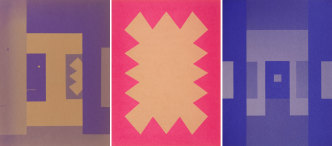 Left: Ernst Caramelle, Ohne Titel, 1990, Sun on paper, 39 x 29 cm, Photo: Rainer Drexel , © Ernst Caramelle. Center: Ernst Caramelle, Ohne Titel, 1986, Sun on paper, 61 x 45,5 cm, Courtesy Kunstmuseen Krefeld, © Ernst Caramelle. Right: Ernst Caramelle, Ohne Titel, 1990, Sun on paper, 61 x 45,5 cm, © Ernst Caramelle