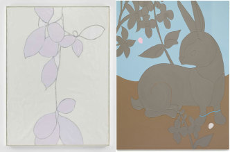 Left: Gary Hume, Sweet Pea, 2016, © Gary Hume, Courtesy the artist and Matthew Marks Gallery. Right: Gary Hume, Petals, 2017, © Gary Hume, Courtesy the artist and Matthew Marks Gallery