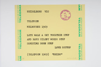 Sweeney Reed, Telepoem 1977, Screenprint ed. 43/45, Heide Museum of Modern Art Collectin, Gift of Pamela, Mishka and Danila McIntosh, 1990, © Courtesy of Pamela McIntosh