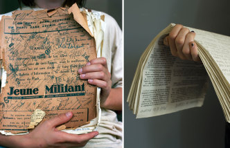 Left: Florence Lazar, Jeune militant, 2008, Photograph, FMAC-Paris. Right: Florence Lazar, Issues of Le Progressiste newspaper, 1971, Aimé-Césaire college photographic series, 2016, Aimé-Césaire College-Paris / FMAC-Paris