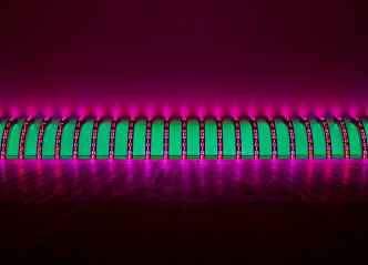 Jenny Holzer, Purple, 2008, 20 LED signs with blue, green, red & white diodes, Each element: 148.1 x 13.3 x 14.8 cm, Text: U.S. government documents, Courtesy the artist, © 2019 Jenny Holzer, member Artists Rights Society (ARS), NY / VEGAP Photo: Collin LaFleche