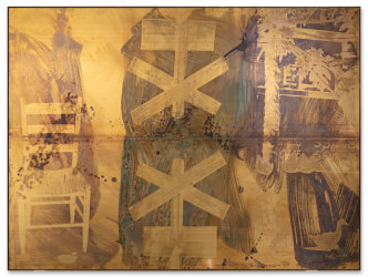 Robert Rauschenberg, Crossings (Borealis), 1990 Tarnish and silkscreen ink on brass, 183 x 244,4 cm, © Robert Rauschenberg Foundation / ARS-New York, Photo: Glenn Steigelman, Courtesy Galerie Thaddaeus Ropac-London/Paris/Salzburg