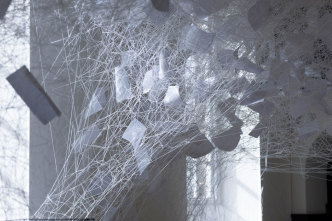 Chiharu Shiota, "Beyond Time", 2018, Installation view at Yorkshire Sculpture Park, Wakefield, UK, Courtesy: Yorkshire Sculpture Park, the artist & VG Bild-Kunst, Bonn 2018