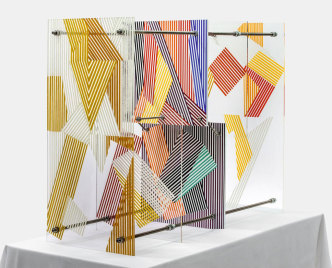 Jesús Rafael Soto, Harmonia transformable, 1956, Paint on Plexiglas and wood, 80 x 40 x 100 cm, © 2019 Artists Rights Society (ARS)-New York/ADAGP-Paris, Courtesy Hauser & Wirth