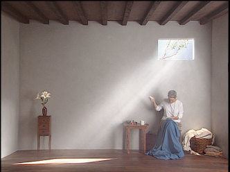 Bill Viola, Catherine’s Room, 2001, Color video polyptych on five LCD flat panel displays mounted on wall. Photo: Kira Perov, Courtesy of Bill Viola Studio