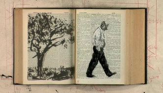 William Kentridge, Second-hand reading, 2013, Johannesburg, South Africa, HD video (colour, sound), 7:01 min; Collection of Naomi Milgrom AO, Art Gallery of South Australia, Adelaide, Courtesy the artist.