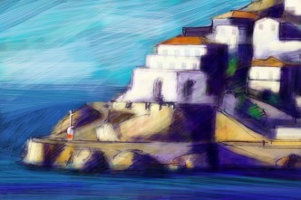 Panagiotis Rappas, Hydra - Kavos, 2013, Digital painting, © Panagiotis Rappas, Courtesy the artist