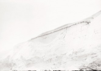 Thomas Joshua Cooper, Uncharted Dangers, Clear—Prime Head Ice Wall, Trinity Peninsula, Graham Land, the Antarctic Peninsula, the North-Most Point of Continental Antarctica, 63°13´ S, 2008, selenium- and gold-toned chlorobromide gelatin silver print, 26 3/4 × 38 3/4 in., Collection Lannan Foundation, © Thomas Joshua Cooper, photo courtesy of the artist