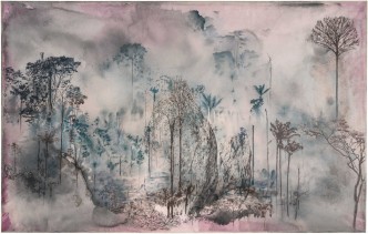 Tatiana Trouvé, August, 2019, from the series “The Great Atlas of Disorientation, 2018- , Ink, bleach and pencil in paper mounted on canvas, 153 x 240 cm, Photo: Florian Kleinefen, © Tatiana Trouvé, Courtesy the artist and Gagosian