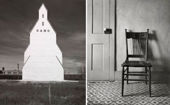 Left: Wright Morris, “Gano” Grain Elevator, Kinsley, Kansas, 1940, © Estate of Wright Morris Right: Wright Morris, The Home Place, Norfolk, Nebraska_, 1947, © Estate of Wright Morris