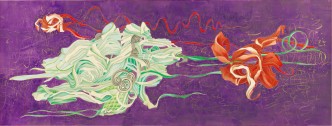 Yuan Jai, Flirting, 2001, Ink and colour on silk, 84 x 222 cm, Private collection, Image Courtesy of the artist