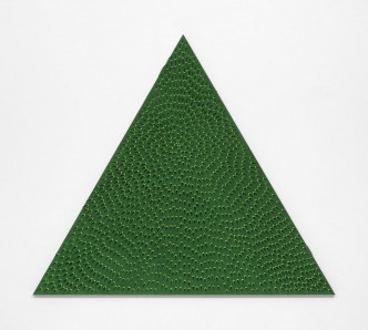 Jennifer Guidi, The Priestess (Green and Light Green MT, Green Sand SF #1T, Green Ground), 2018 Sand, acrylic, and oil on linen, 167.6 × 193 cm, © Jennifer Guidi, Courtesy the artist and Gagosian