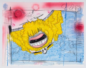 Carroll Dunham, Untitled, 1/13/20, 2020, Monotype in watercolor and watercolor pencil on Lanaquarelle, 81.3 x 101.6 cm, © Carroll Dunham, Courtesy the artist and Gladstone Gallery-New York and Brussels