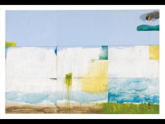 Jim Dine, Long Island Landscape, 1963 | house paint, oil, charcoal and objects on linen canvas, cm 244,5 x 412,8 x 25,4. Whitney Museum of American Art, New York. Gift Patsy and Myron Orlofsky in memoria di/in memory of Esther e/and Sam Orlofsky © 2019. Digital image Whitney Museum of American Art / Licensed by Scala